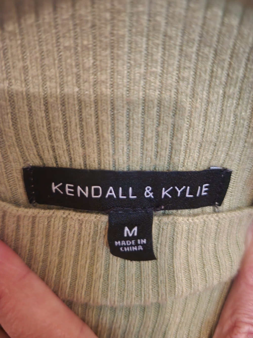 Kendall & Kylie Ribbed Knit Top — Sage Green
